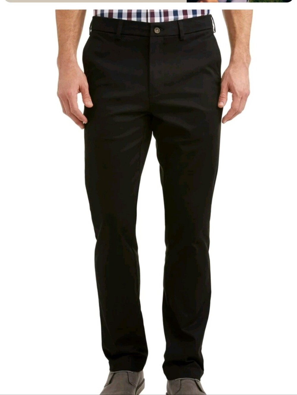 George Mens Premium Khaki Pants NWT Straight Fit Stretch Black Soot 44,46,48x30